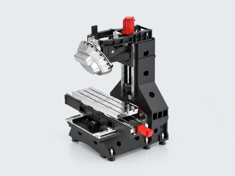 Source-derived illustration of the Tiezheng VT840 bare drilling and tapping center with an exposed column and worktable on a neutral light-gray background.